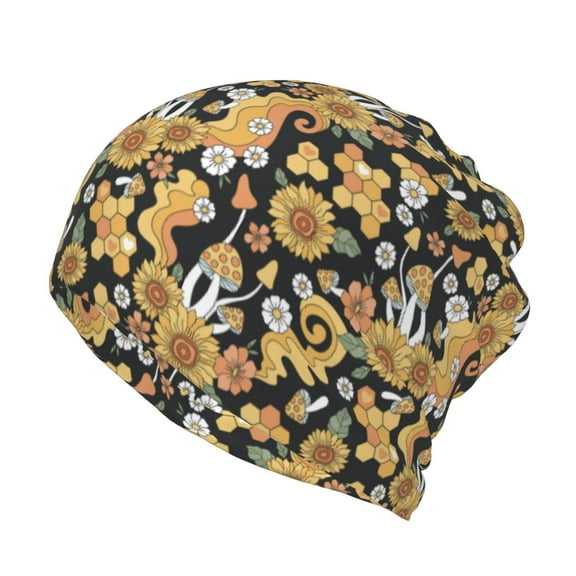 KLL Sunflowers Bee Pirnt Wicking Running Beanie Head Wrap Cycling Bandana for Men Women