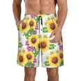 thumbnail image 1 of KLL Sunflowers Men's Casual Summer Beach Shorts Hawaiian Shorts with Pockets-3X-Large, 1 of 5