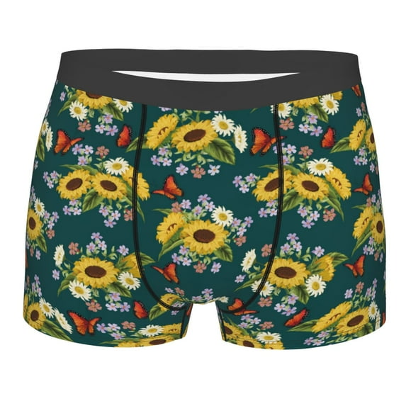 KLL Sunflowers Men's Cotton Boxer Briefs Underwear-Large