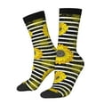 thumbnail image 1 of KLL Sunflowers On Black And White Stripes Print Cool Socks Men's Women's Crew Socks Funny Crazy Novelty Stockings, 1 of 6