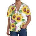 thumbnail image 1 of KLL Sunflowers Print Men's Shirt Short Sleeve Button Down Summer Cuba Beach Shirts- 4X-Large, 1 of 5