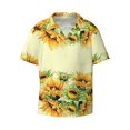 thumbnail image 1 of KLL Sunflowers Print Men's Shirt Short Sleeve Button Down Summer Cuba Beach Shirts- Large, 1 of 7