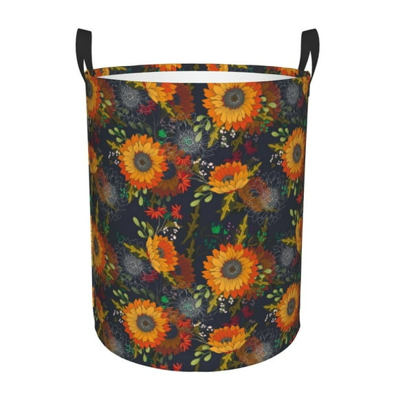 KLL Sunflowers Waterproof Foldable Laundry Hamper Bucket with Handles for Storage Bin,Kids Room,Home Organizer (Small )