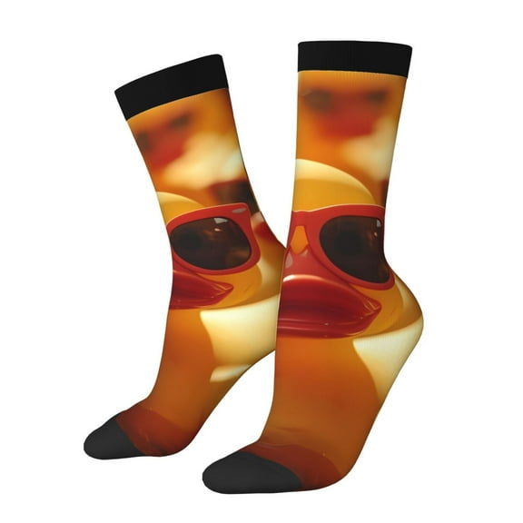 KLL Sunglasses Yellow Duck Print Cool Socks Men's Women's Crew Socks Funny Crazy Novelty Stockings
