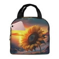 thumbnail image 1 of KLL Sunset Coast Sunflower Print Insulated Lunch Bag Women, Reusable Cute Tote Lunch Box for Adult & Men, Leakproof Cooler Lunch Bags for Work Office Travel Picnic, 1 of 5