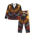 thumbnail image 1 of KLL Sunset Flower Meditating Raccoon Print Women's Long Sleeve Pajamas with Pants Sleepwear Loungewear 2 Set-XX-Large, 1 of 7