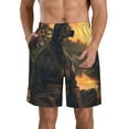thumbnail image 1 of KLL Sunset Meditating Doberman Men's Casual Summer Beach Shorts Hawaiian Shorts with Pockets-3X-Large, 1 of 5