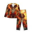thumbnail image 1 of KLL Sunset Meditating Dog Print Women's Long Sleeve Pajamas with Pants Sleepwear Loungewear 2 Set-XX-Large, 1 of 7