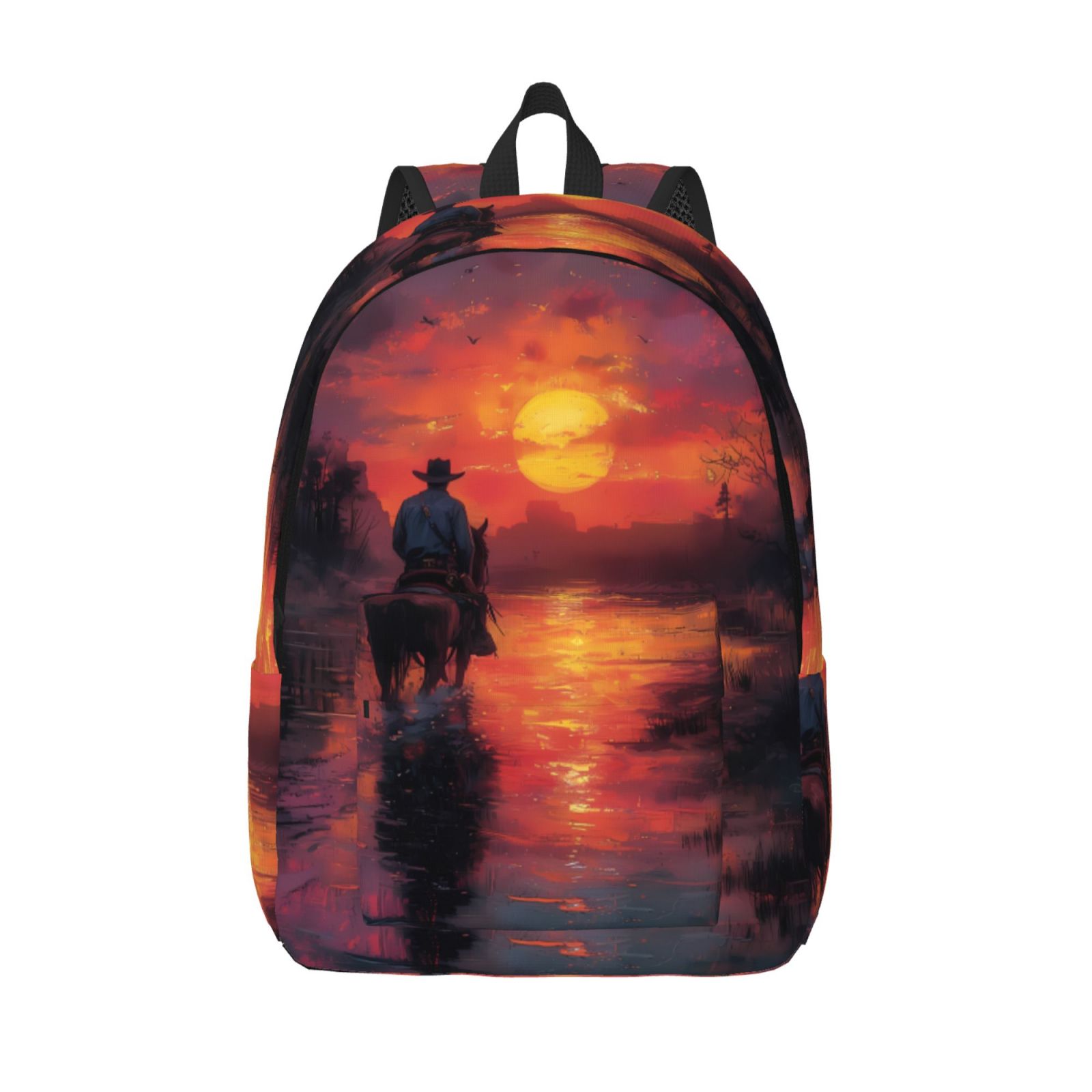 Sunset Ridge Backpack KLL Sunset River Western Cowboy Print Travel Laptop Backpack - College ...
