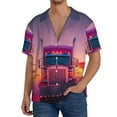 thumbnail image 1 of KLL Sunset Truck Highway Print Men's Shirt Short Sleeve Button Down Summer Cuba Beach Shirts- X-Large, 1 of 5