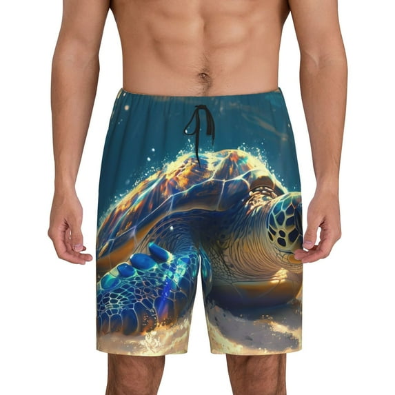 KLL Sunshine Underwater Sand Turtle for Men's 1-Pack Shorts,Sleep Pajama Shorts for Men Soft Pj Shorts Men's Pajama Bottoms Sleepwear -4X-Large