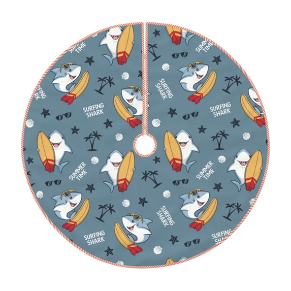 KLL Surf Shark Christmas Tree Skirt 36" ,Party Decorations Farmhouse for Christmas Decorations Holiday Party