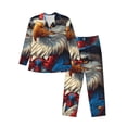 thumbnail image 1 of KLL Surreal Bald Eagle Gentleman Sleepwear Mens Flannel Pajamas,Long Cotton Pj Set, 1 of 7