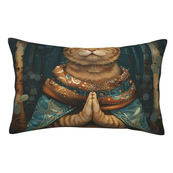 KLL Surreal Meditating Cat Pillow Covers Envelope Closure,Super Soft and Cozy Fuzzy Fleece Pillow Case Cover (No pillow core) 16"x24"