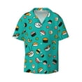 thumbnail image 1 of KLL Sushi Print Men's Shirt Short Sleeve Button Down Summer Cuba Beach Shirts- Small, 1 of 7