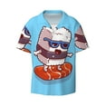 thumbnail image 1 of KLL Sushi Salmon Surfing Print Men's Shirt Short Sleeve Button Down Summer Cuba Beach Shirts- Small, 1 of 7