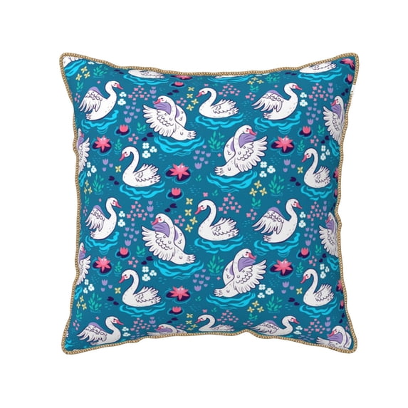 KLL Swan On The Pond Decorative Throw Pillow Covers Velvet Soft for Couch Sofa Bedroom Living Room Outdoor (No pillow core)- 16"x16"
