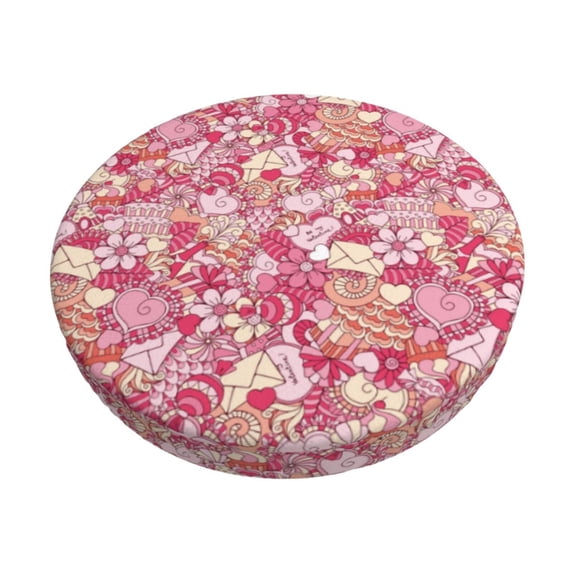 KLL Sweet Round Bar Chair Cushion Cover 12 inch ,Bar Stool Protector with Elastic, Soft Washable