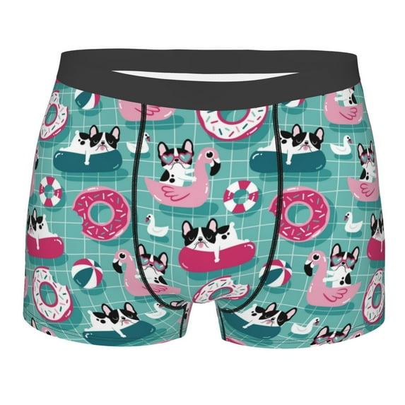 KLL Swimming Bulldog Men's Cotton Boxer Briefs Underwear-Medium