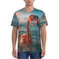 thumbnail image 1 of KLL Swimming Goggled Flamingo for Men's Baseball Shirts,Short Sleeve Casual Shirts Button Down Shirt for Men Beach Summer Wedding Shirt-Large, 1 of 7