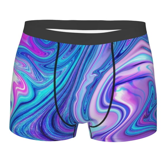KLL Swirl Blue And Purple Men's Cotton Boxer Briefs Underwear-Large