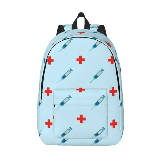 KLL Syringe And Red Cross Print Travel Laptop Backpack - College Backpack Business Work Bag Nurse Bag Casual Daypack for Weekender Business Hiking -Small