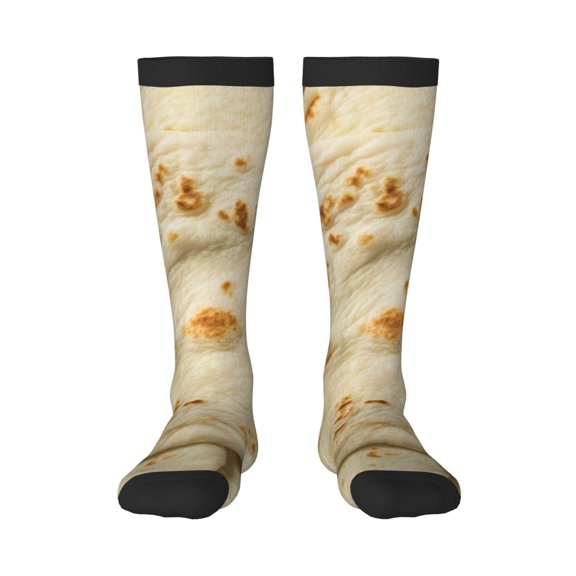 KLL Taco Tortillas Print Cool Socks Men's Women's Crew Socks Funny Crazy Novelty Stockings