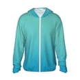 thumbnail image 1 of KLL Teal Turquoise Print Men's Women’s UPF 50+ Sun Protection Outdoor Hoodie Jacket Long Sleeve Fishing Hiking Performance Shirt-Small, 1 of 5