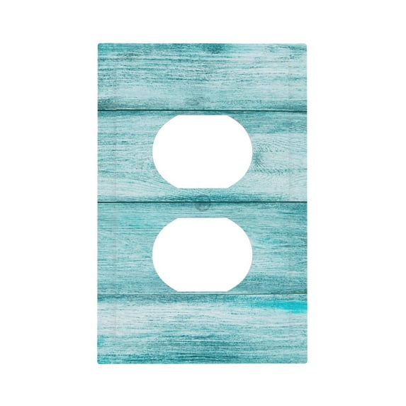 KLL Teal Turquoise Wood Pattern Electrical Outlet Covers, 3" x 5" 1 Pack Electric Receptacle Plug Covers for Decorator Receptacle Outlet & Switch-Style S