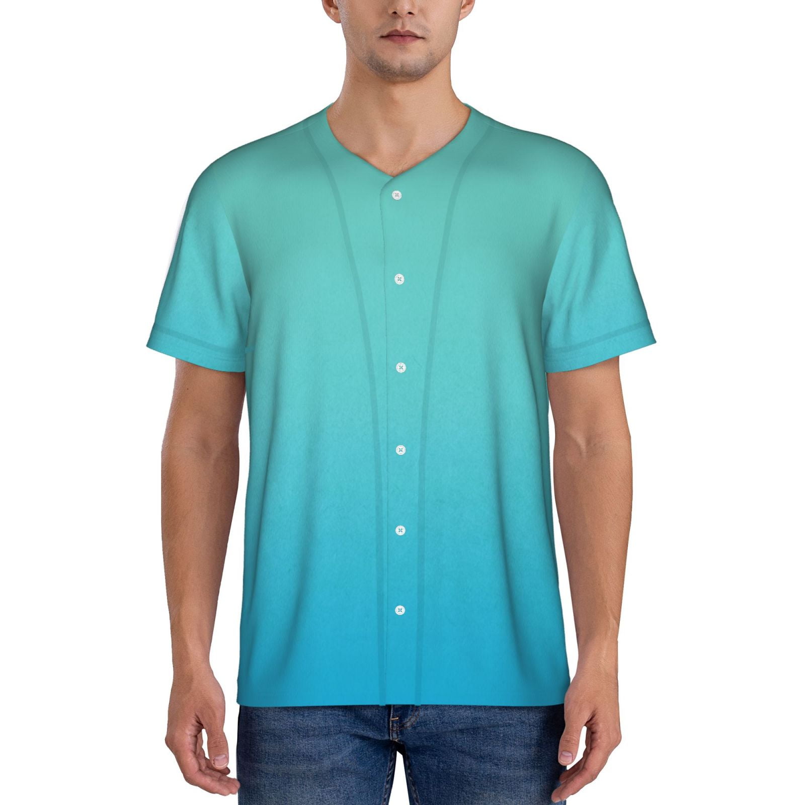 KLL Teal Turquoise for Men's Baseball Shirts,Short Sleeve Casual Shirts ...