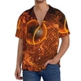 thumbnail image 1 of KLL Tennis Racket In Fire Print Men's Shirt Short Sleeve Button Down Summer Cuba Beach Shirts- Large, 1 of 5