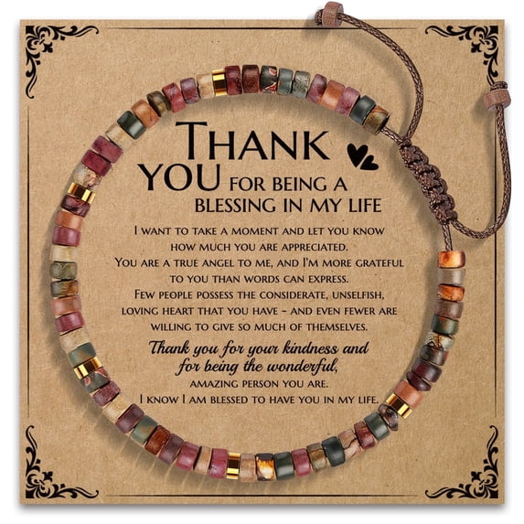 KLL Thank You Gifts for Women, Get Well Soon Gifts with Positive Affirmations Encouragement Gifts for Friends Mom Loved - Natural Stone Bracelet Birthday Gifts Thanksgiving Christmas Gifts