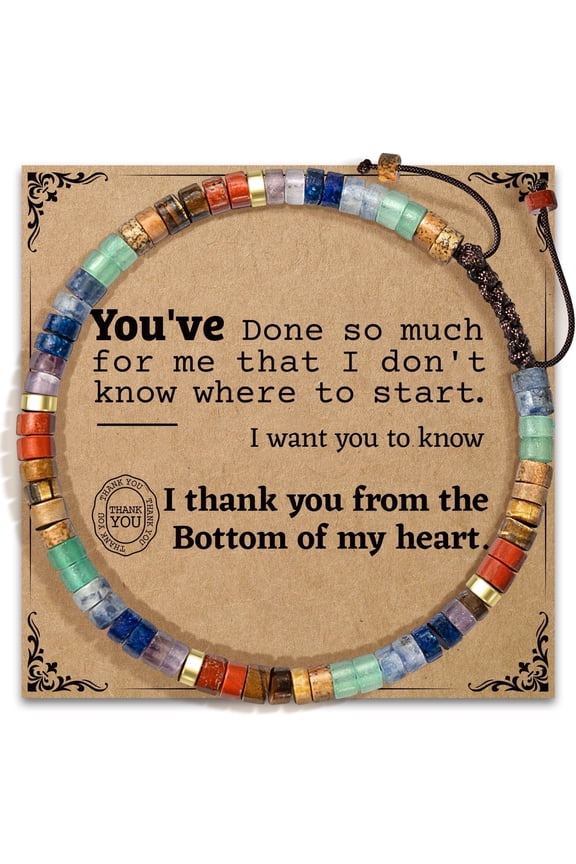 Thank You Gifts for Women - Healing Natural Rainbow Stone Bracelets with Positive Affirmations, Appreciate Gifts for Mom Best Friend Loved Sister Teacher Coworkers