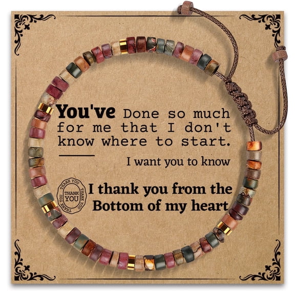 KLL Thank You Gifts for Women - Healing Natural Stone Bracelets with Positive Affirmations, Appreciate Gifts for Mom Best Friend Loved Sister Teacher Coworkers