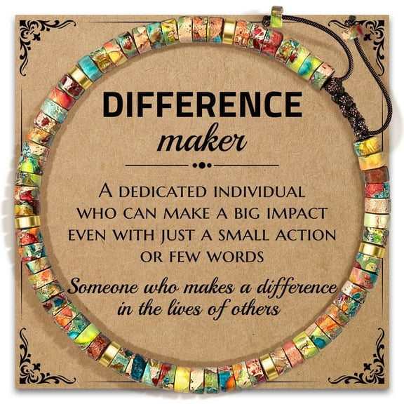 KLL Thank You Gifts for Women - Natural King Stone Bracelet Difference Maker Gifts for Leader Boss Staff Employee Best Mom Mentor Coach Manager Coworker Teacher Appreciation Gifts