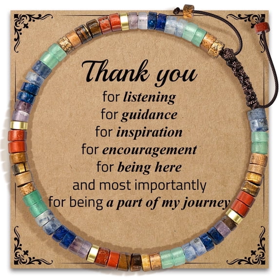 KLL Thank You Gifts for Women, Natural Rainbow Stone Bracelet Appreciation Gifts for Teacher Mentor Mom Aunt Principal Secretary Boss Colleague Friends - Leaving Gifts Retirement Gifts