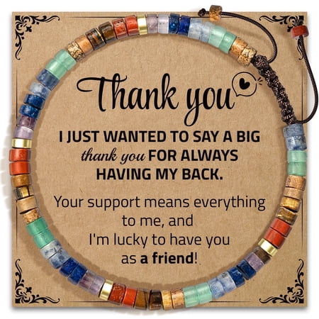 KLL Thank You Gifts for Women - Natural Rainbow Stone Bracelet Appreciation Gifts for Mom Loved Friends Couples Coworkers Boss Teacher Staff Employee