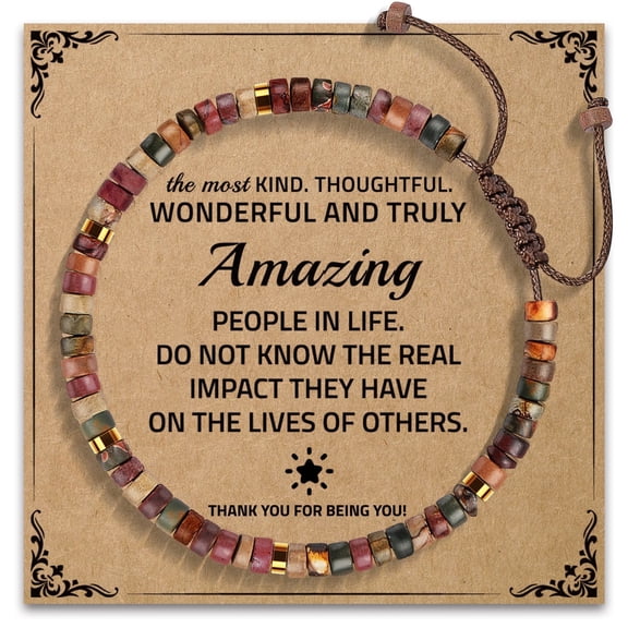 KLL Thank You Gifts for Women: Teacher Appreciation Office Gifts for Coworkers Employee Boss Lady Manager Colleague Natural Stone Bracelet