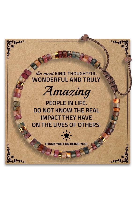 Thank You Gifts for Women: Teacher Appreciation Office Gifts for Coworkers Employee Boss Lady Manager Colleague Natural Stone Bracelet