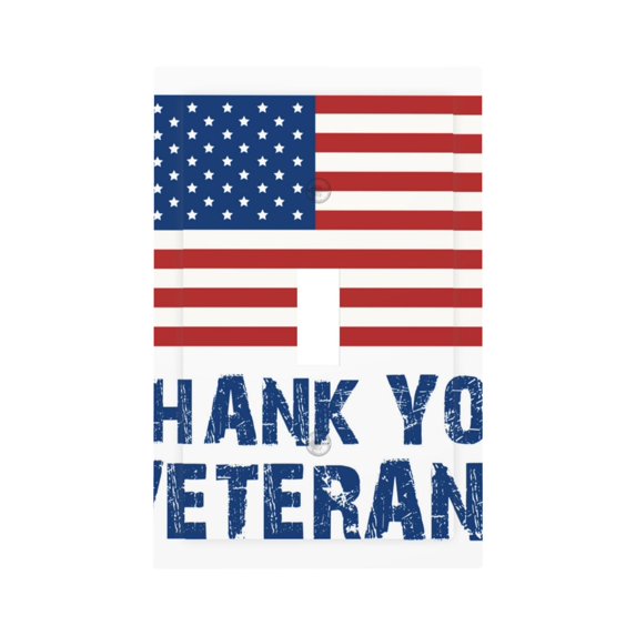 KLL Thank You Veterans Pattern Electrical Outlet Covers, 3" x 5" 1 Pack Electric Receptacle Plug Covers for Decorator Receptacle Outlet & Switch-Style T