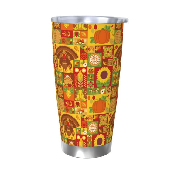 KLL Thanksgiving Day Print 40oz Stainless Steel Insulated Car Cup with Spillproof Lid - Keep Your Drink Hot or Cold on the Go-Without Straw