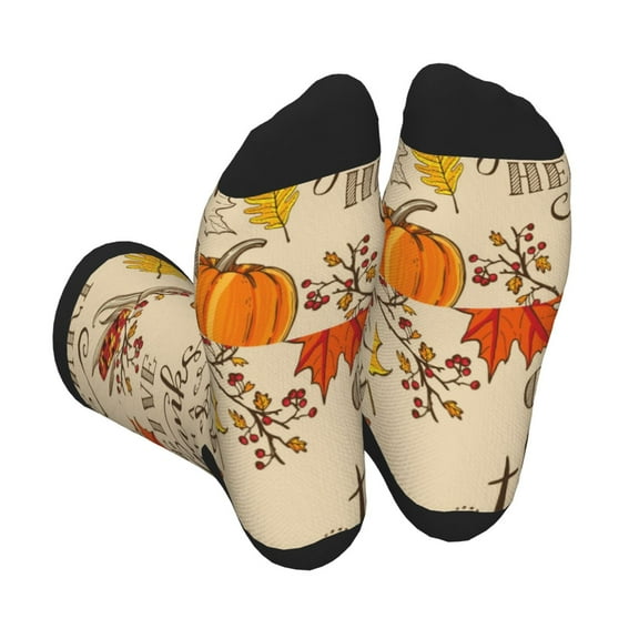 KLL Thanksgiving With A Grateful Heart Print Cool Socks Men's Women's Crew Socks Funny Crazy Novelty Stockings