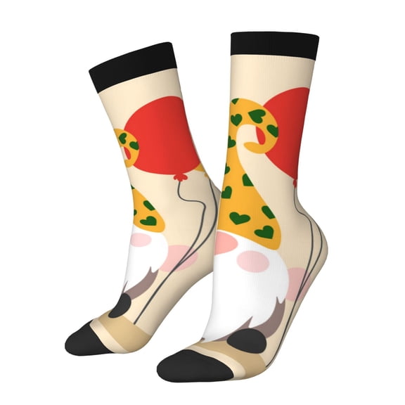 KLL Three Gnomes With Balloons Print Cool Socks Men's Women's Crew Socks Funny Crazy Novelty Stockings