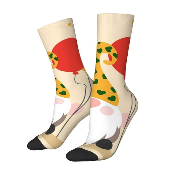 KLL Three Gnomes With Balloons Print Cool Socks Men's Women's Crew Socks Funny Crazy Novelty Stockings
