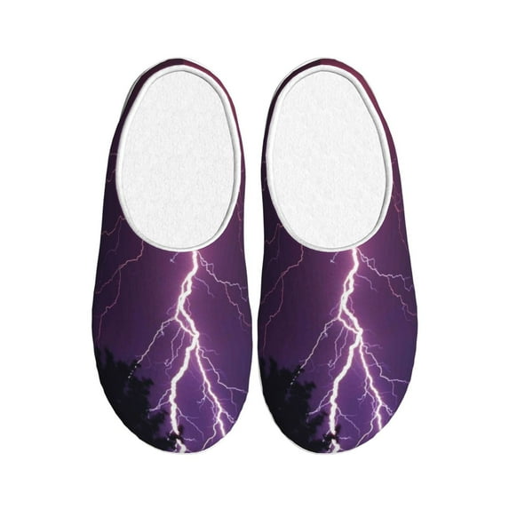 KLL Thunderstorm Violet Purple Pattern Adult Unisex Cozy Slippers,Fuzzy Slip-on Slippers TPR Sole Slippers Comfort Plush Home Footwear for Indoor & Outdoor-37/38