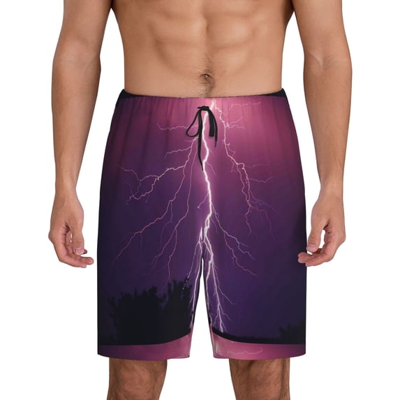 KLL Thunderstorm Violet Purple for Men's 1-Pack Shorts,Sleep Pajama Shorts for Men Soft Pj Shorts Men's Pajama Bottoms Sleepwear -XX-Large
