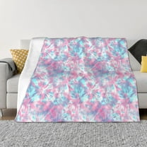 KLL Tie Dye Print Fleece Throw Blanket, Horizontal Fleece Bedding Cute Soft Blankets Comfy Fleece Flannel Plush Home Decor for Couch & Bed -