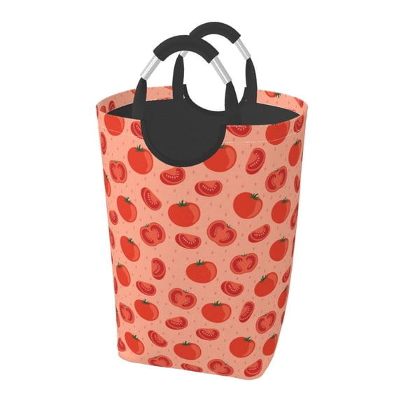 KLL Tomato Laundry Hamper,Large Canvas Fabric Lightweight Storage Basket Toy Organizer Dirty Clothes Collapsible Waterproof
