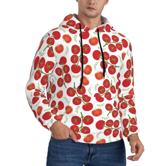 KLL Tomato Print Mens Hoodie Long Sleeve Casual Pullover Hooded Sweatshirt Fashion Drawstring Hoodies with Pocket-Small