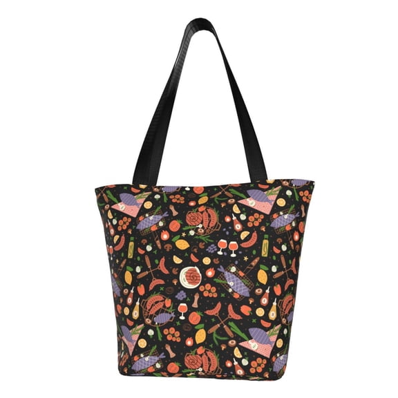 KLL Tote Bag for Women BBQ Party Print Shopping Grocery Reusable Bags for Office School Shopping Travel
